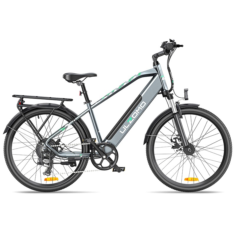 Bicicleta electrica Ulzomo Metro 26 E-bike, 250W, 36V 17Ah, autonomie 100km, viteza maxima 25km/h, Gray, 26” 100Km imagine noua