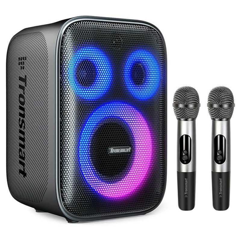 Boxa Portabila Tronsmart Halo 200 Karaoke Bluetooth Speaker, Black, 120W, 2 microfoane, IPX4 Waterproof, Autonomie 18 ore 120W imagine noua