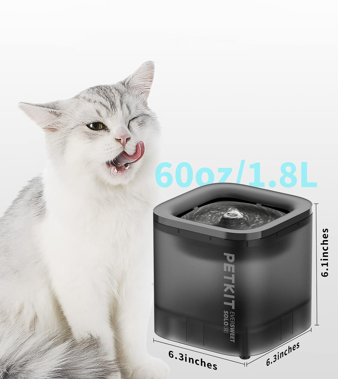 Poze Fantana apa animale de companie PETKIT Eversweet SOLO SE, 1,8 L, filtru in 3 straturi, USB, Gray