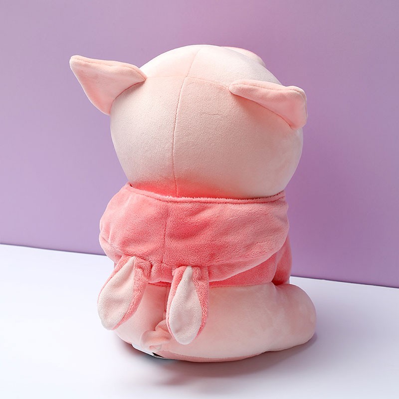 Poze Jucarie de plus MINISO Sitting Piglet Plush Toy with Rabbit Hoodie