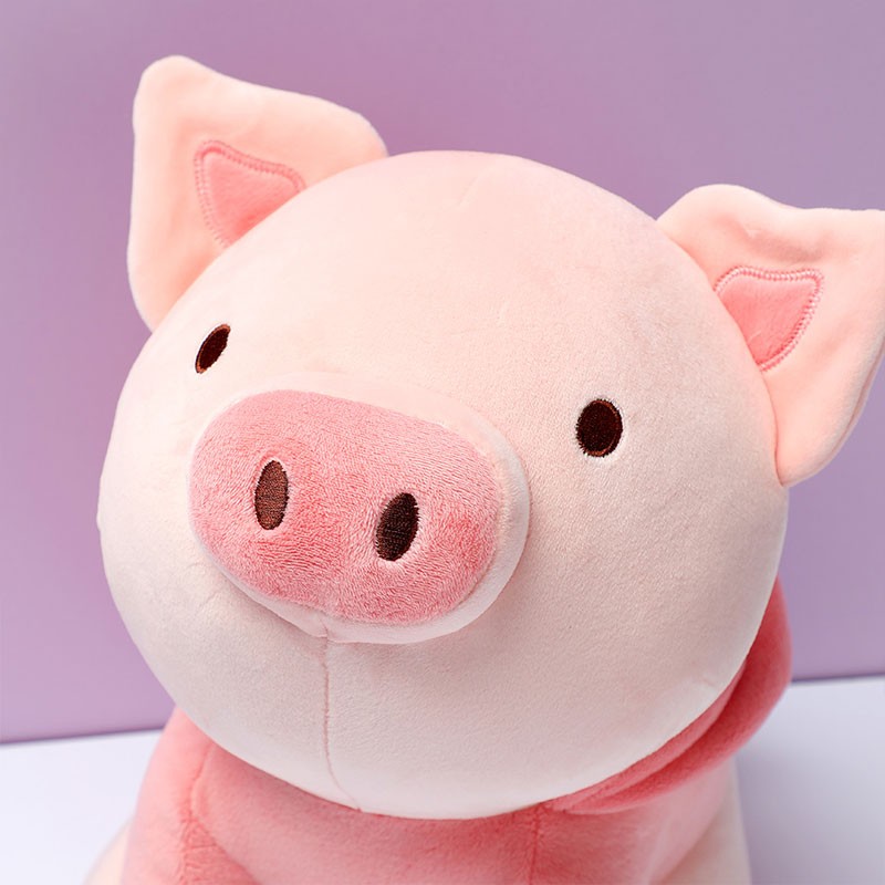 Poze Jucarie de plus MINISO Sitting Piglet Plush Toy with Rabbit Hoodie