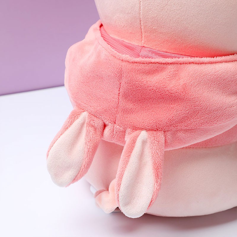 Poze Jucarie de plus MINISO Sitting Piglet Plush Toy with Rabbit Hoodie