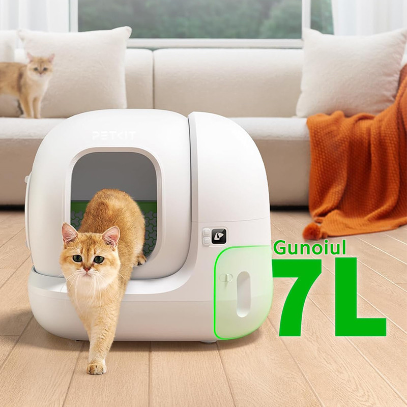 Poze Litiera smart PetKit Pura Max 2 pentru pisici, Functie Autocuratare, Capacitate 7L, Alb, Afisaj LED, Bluetooth, WiFi