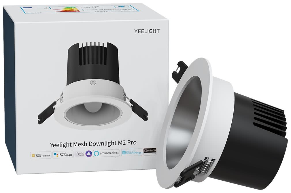 Spot Smart LED Yeelight Mesh Downlight M2 Pro, Dimabil, 600 lm, 2700-6500K, 8W, Control vocal, WiFi, Alb