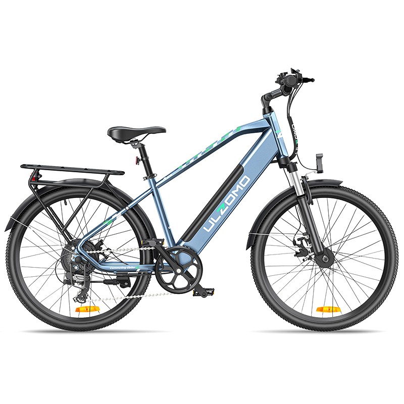 Bicicleta electrica Ulzomo Metro 26 E-bike, 250W, 36V 17Ah, autonomie 100km, viteza maxima 25km/h, Blue, 26''
