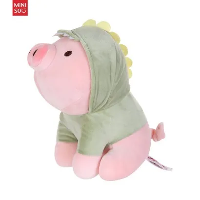 Jucarie de plus MINISO Sitting Piglet Plush Toy with Dinosaur Hoodie