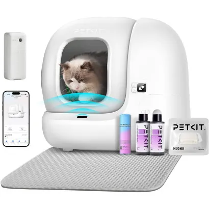 Litiera smart PetKit Pura Max 2 pentru pisici, Functie Autocuratare, Capacitate 7L, Alb, Afisaj LED, Bluetooth, WiFi