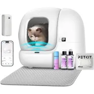 Litiera smart PetKit Pura Max 2 pentru pisici, Functie Autocuratare, Capacitate 7L, Alb, Afisaj LED, Bluetooth, WiFi