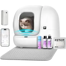Litiera smart PetKit Pura Max 2 pentru pisici, Functie Autocuratare, Capacitate 7L, Alb, Afisaj LED, Bluetooth, WiFi