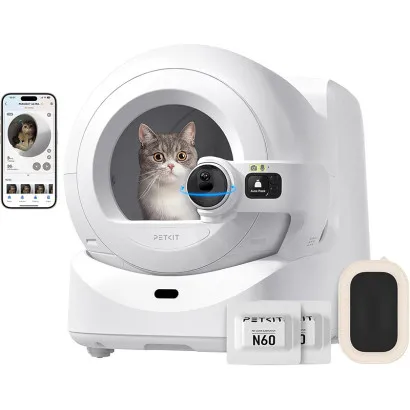 Litiera smart PetKit Purobot Ultra Self-Cleaning with AI-Powered Camera pentru pisici, Autocuratare, Recunoastere faciala, 10L