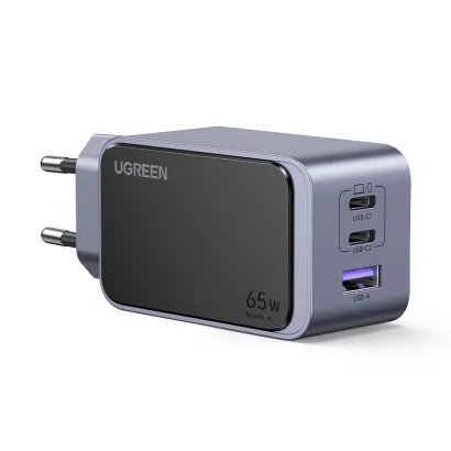 Incarcator retea UGREEN Nexode S 65W 3-Port GaN Fast Charger EU, 2x USB-C + 1x USB-A, Gri #2