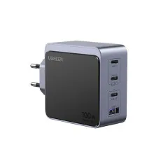 Incarcator retea UGREEN Nexode S 100W 4-Port GaN Fast Charger EU, 3x USB-C, 1x USB-A, Negru/Gri