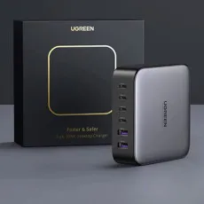 Incarcator rapid UGREEN GaN 200W Desktop Charger + cablu USB-C, 4x USB-C, 2x USB-A, Gri #1