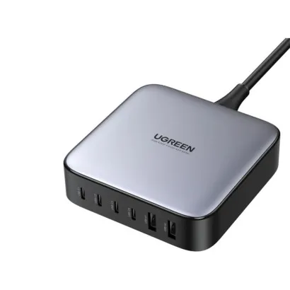 Incarcator rapid UGREEN GaN 200W Desktop Charger + cablu USB-C, 4x USB-C, 2x USB-A, Gri #1