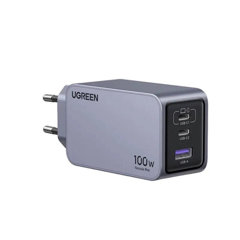 Incarcator rapid retea UGREEN Nexode 100W 3-Port GaN Fast Charger EU, 1 x USB-A - 2 x USB-C, Gri Geekmall #1