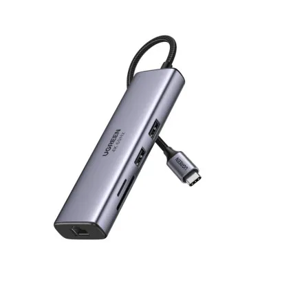 Adaptor multifunctional 7-in-1 UGREEN USB-C, 2 x USB 3.2, 1 x HDMI 4K, 1 x USB-C PD 100W, 1 x Ethernet 1Gbps, Gri Geekmall #1
