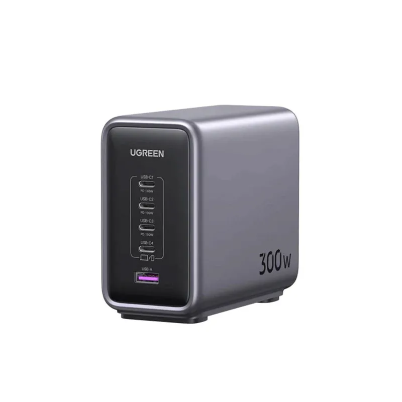 Incarcator rapid UGREEN Nexode 300W 5-Port PD GaN Fast Charger EU + cablu USB-C, 4x USB-C + 1x USB-A, Gri Geekmall #1