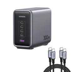 Incarcator rapid UGREEN Nexode 300W 5-Port PD GaN Fast Charger EU + cablu USB-C, 4x USB-C + 1x USB-A, Gri Geekmall #1