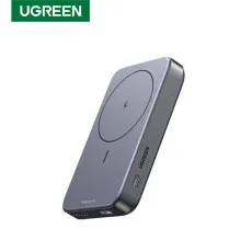 Baterie externa Wireless UGREEN Magnetic Power Bank PB206, 10000mAh, 20W, Atasare magnetica Black, Suport inclus Geekmall #1