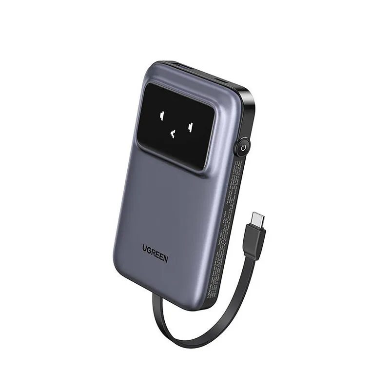 Baterie externa UGREEN 10000mAh Power Bank PB511, 30W, Incarcare bidirectionala, Cablu tip C incorporat, Gri Geekmall #1