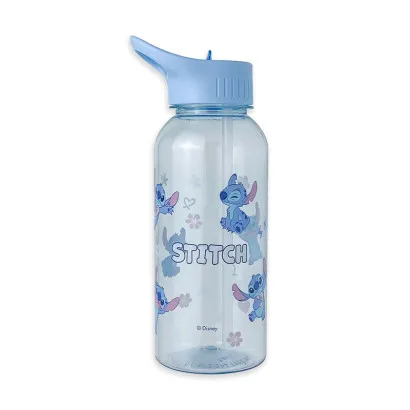 Sticla de plastic cu maner si pai MINISO, din seria Disney Lilo & Stitch Geekmall #1