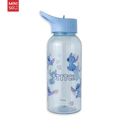 Sticla de plastic cu maner si pai MINISO, din seria Disney Lilo & Stitch Geekmall #2