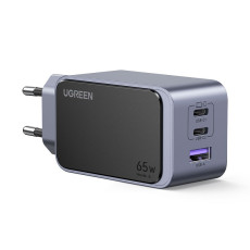 Incarcator retea UGREEN Nexode S 65W 3-Port GaN Fast Charger EU, 2x USB-C + 1x USB-A, Gri