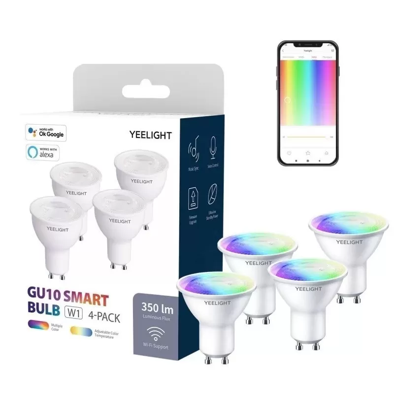 Set 4 Becuri Yeelight LED GU10 Smart Bulb W1
