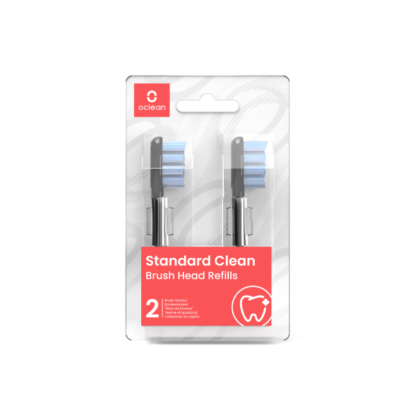 Set 2 capete de schimb pentru periuta electrica Oclean Standard Clean Brush Head B02, Black