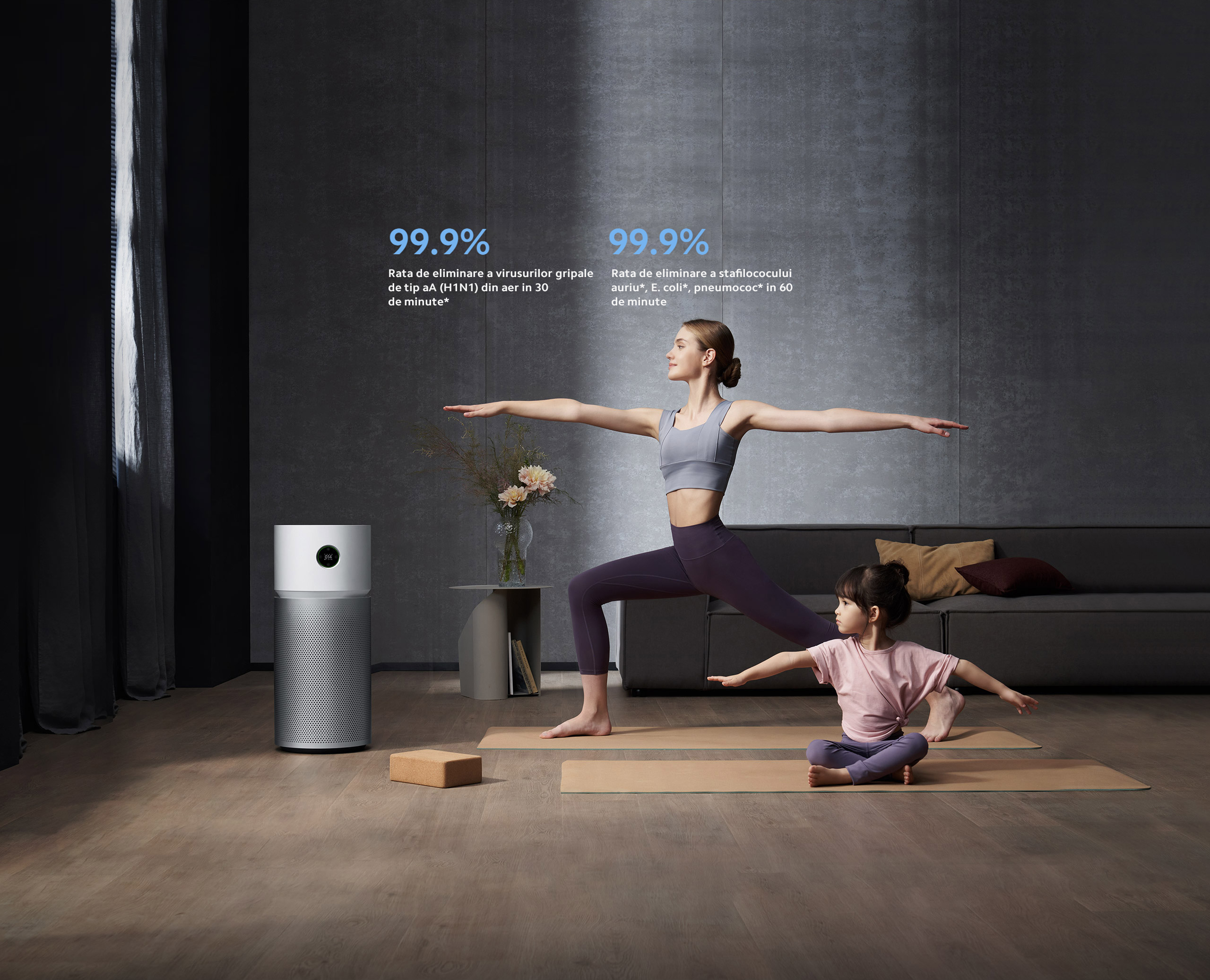 Purificator aer Xiaomi Smart Air Purifier Elite EU, 600m3/ora CADR, Google Assistant si Alexa, Touch screen