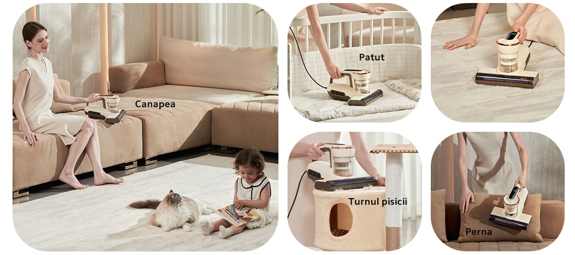 Aspirator antiacarieni Jimmy WB63 Anti-Mite UV Vacuum, putere 600W, Light Beige