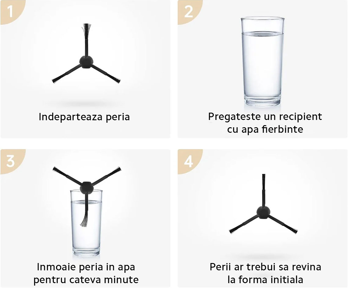 Set 2x Perie laterala compatibila cu aspiratoarele Dreame D10 Plus, D10s, D9 Max, D9 Plus, D10 Plus gen 2, F9 Pro, White
