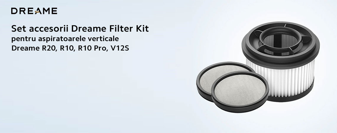 Asigura performante maxime pentru aspiratorul tau Dreame cu  filtrul de inalta calitate, compatibil cu modelele  R10, R10 Pro, R20 si V12S. Fabricat din materiale avansate, filtrul capteaza eficient particulele fine de praf, alergenii si alti poluanti, contribuind la mentinerea unui mediu curat si sanatos in locuinta ta.