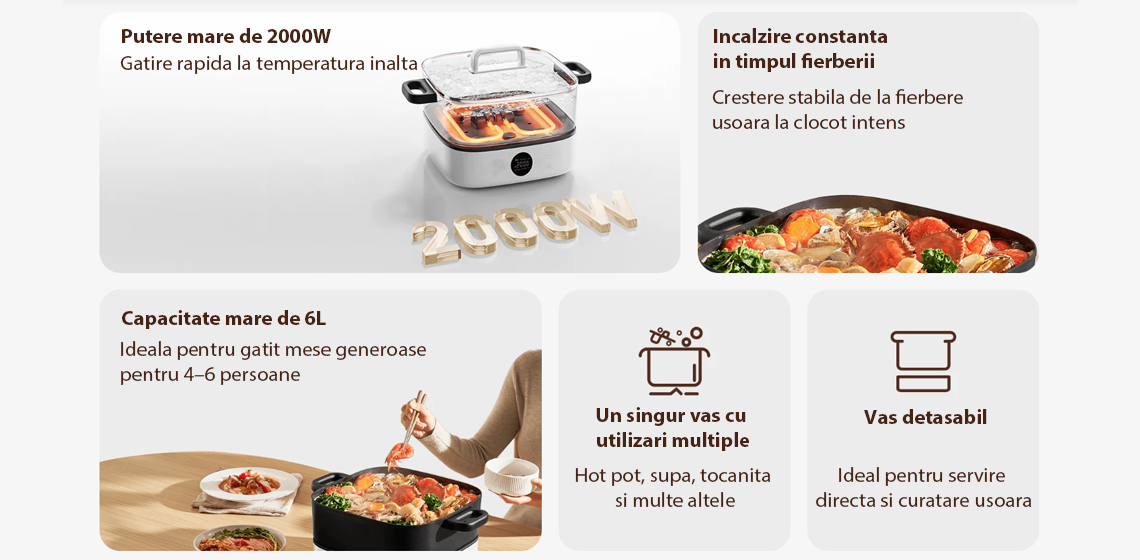 Aparat pentru gatit Xiaomi Multifunctional Hot Pot Cooker 6L