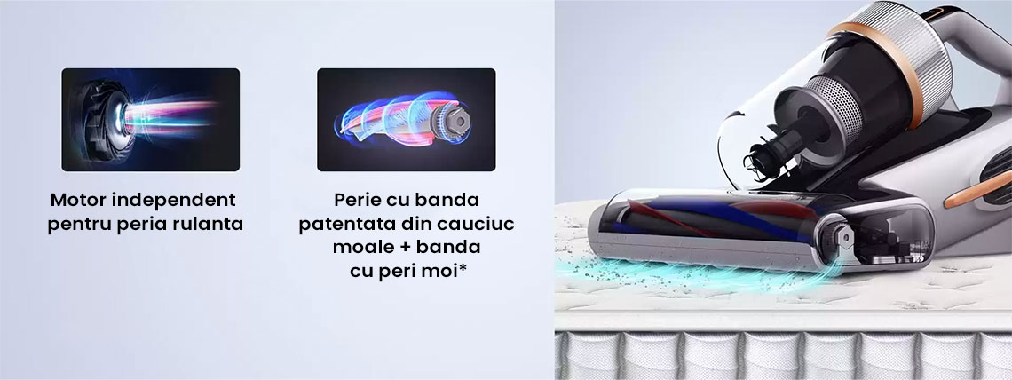 Perie cu banda patentata din cauciuc moale + banda cu peri moi*