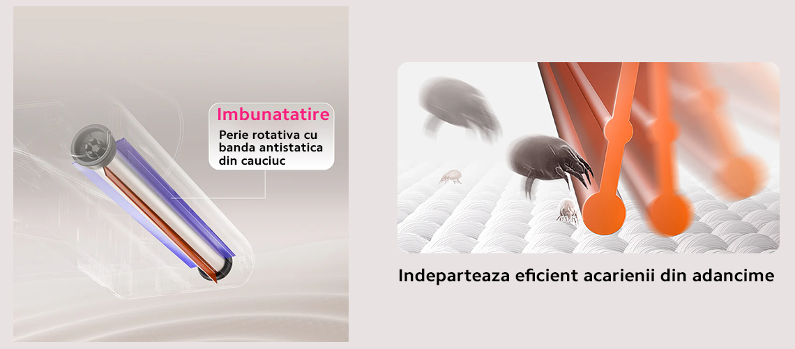 Aspirator antiacarieni JIMMY BX8 Anti-mite UV Vacuum - Perie rotativa imbunatatita cu banda antistatica din cauciuc 