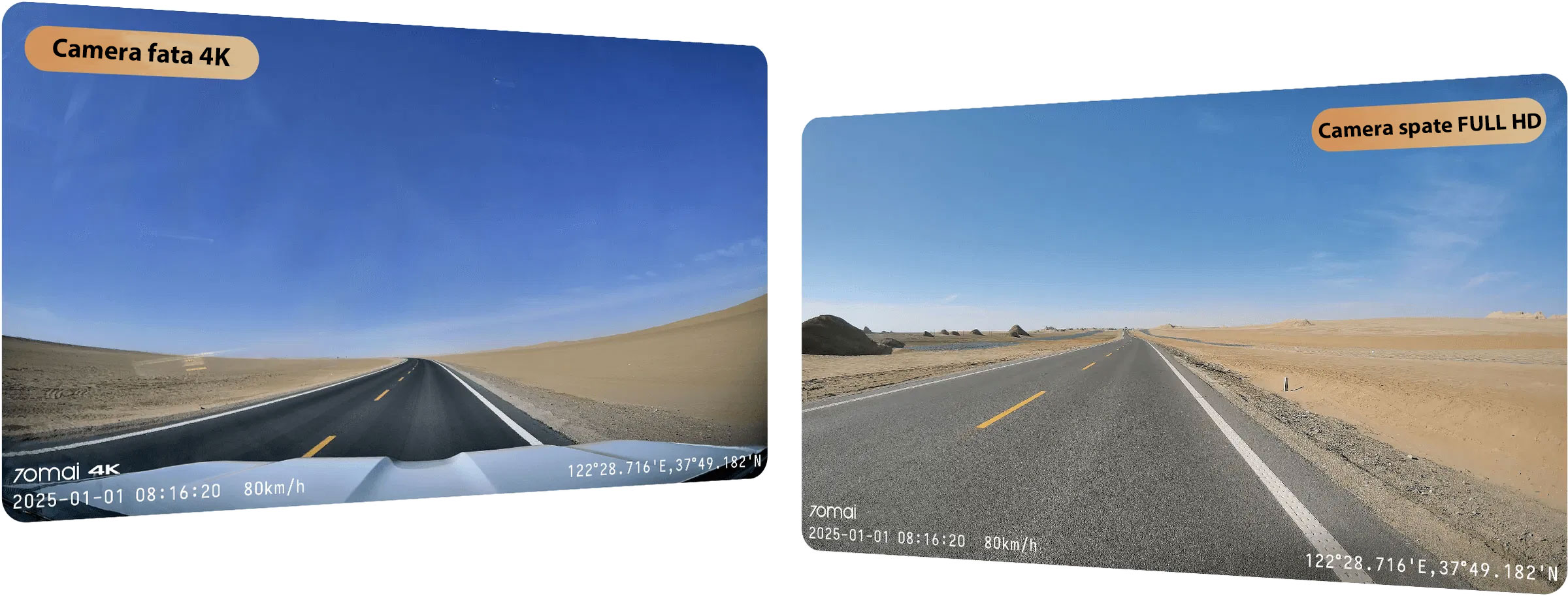 Set 2 camere 70mai Dash Cam 4K T800 cu 3 obiective