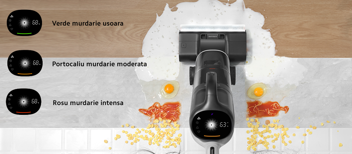 Aspirator vertical cu spalare Dreame H14 Dual Wet and Dry Vacuum, putere 380W, 18.000Pa, Autonomie 75 min