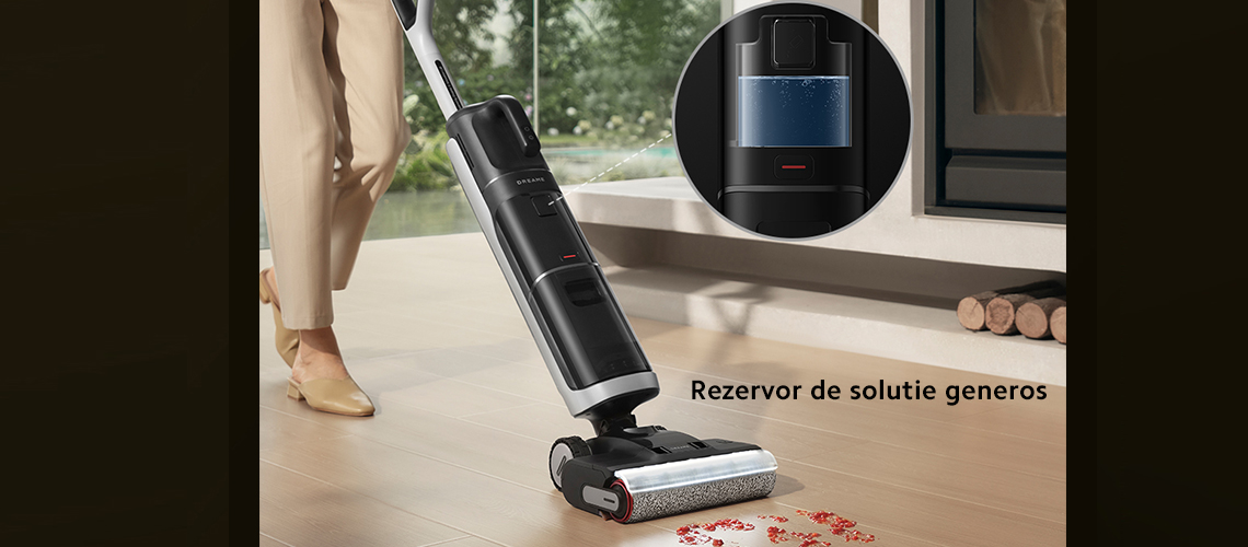 Aspirator vertical cu spalare Dreame H14 Dual Wet and Dry Vacuum, putere 380W, 18.000Pa, Autonomie 75 min