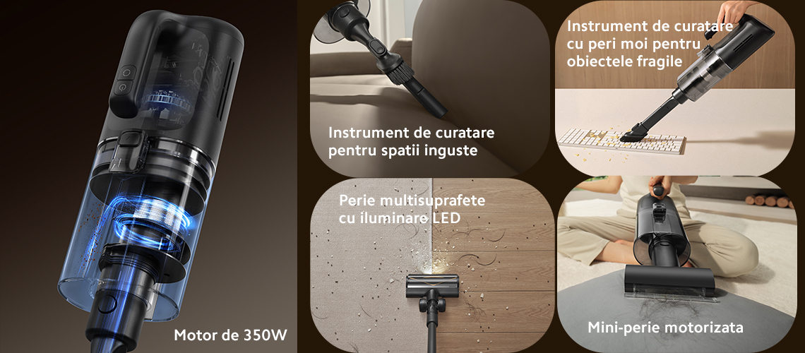 Aspirator vertical cu spalare Dreame H14 Dual Wet and Dry Vacuum, putere 380W, 18.000Pa, Autonomie 75 min