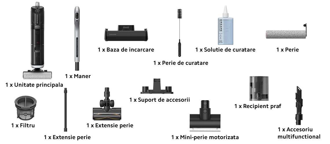 Aspirator vertical cu spalare Dreame H14 Dual Wet and Dry Vacuum, putere 380W, 18.000Pa, Autonomie 75 min