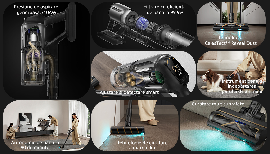 Aspirator vertical fara fir Dreame Z30 Cordless Stick Vacuum, 22.000Pa, 3200mAh, autonomie 90 min