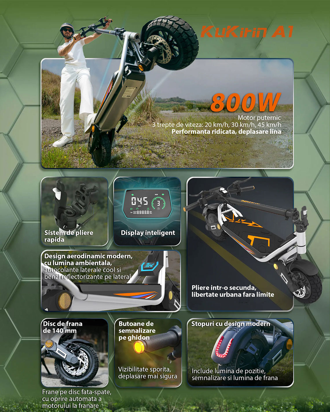 Trotineta electrica pliabila KUKIRIN A1 Electric Scooter