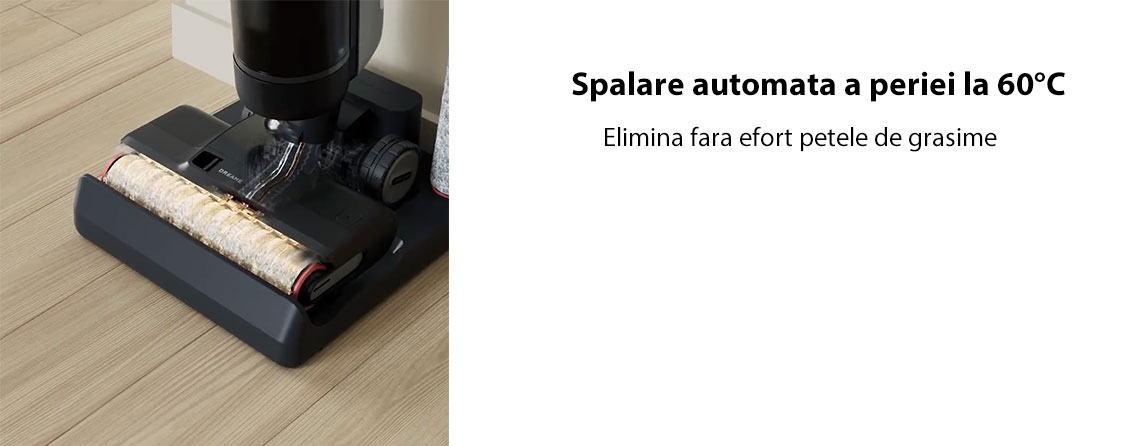 Peria integreaza o tehnologie avansata de autocuratare cu apa fierbinte la 60°C. Dupa utilizare, trebuie doar sa asezi aspiratorul in statia inteligenta de incarcare, iar acesta isi curata singur peria cu apa calda. Gata cu murdaritul mainilor pentru a curata peria sau mopul! 