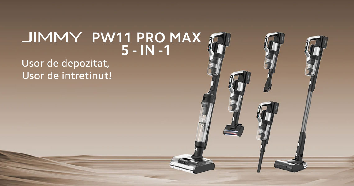 Aspirator vertical fara fir Jimmy PW11 Pro Max 5-in-1 Cordless Wet & Dry Vacuum Cleaner, putere 460W, autonomie 80 min