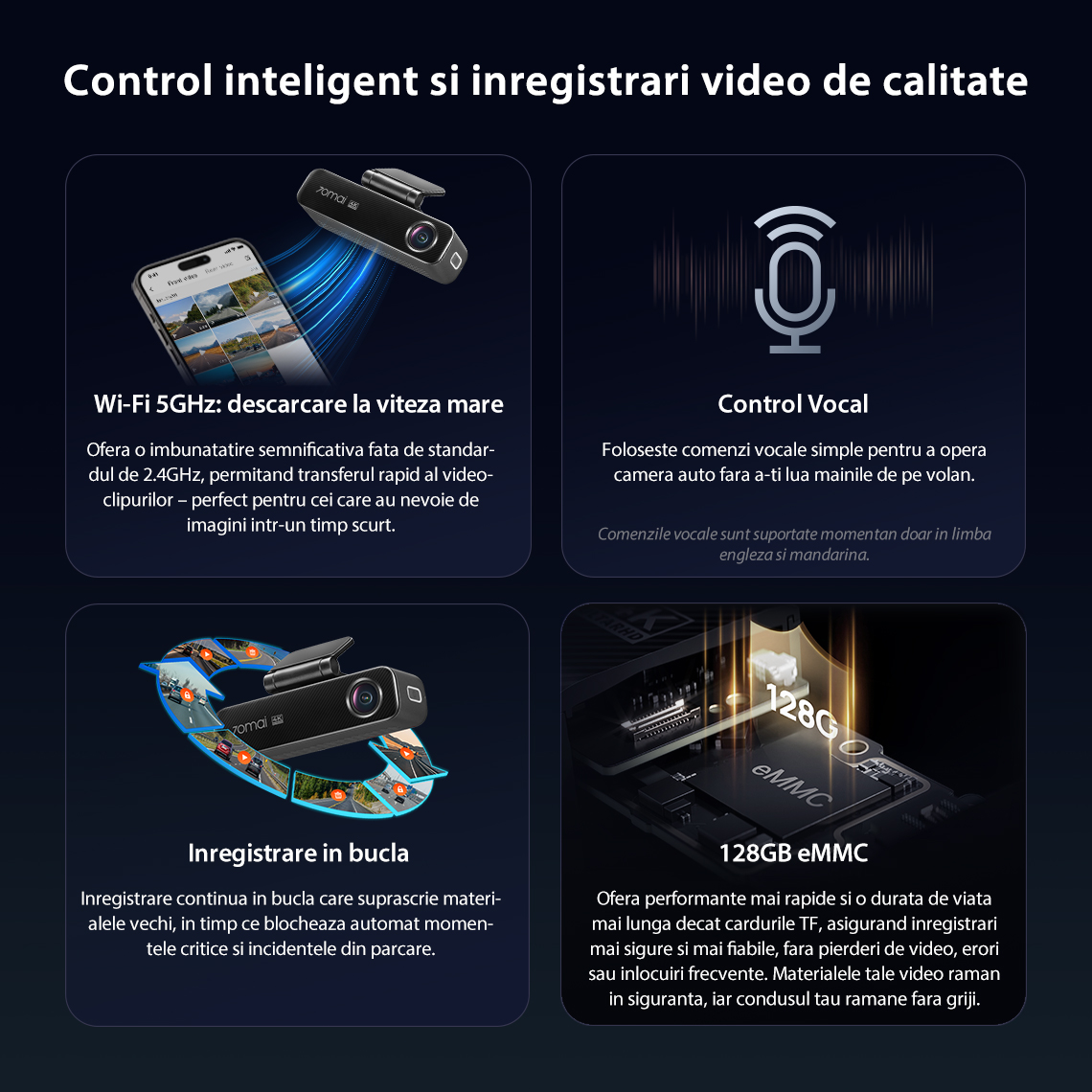 Camera auto 70mai Dash Cam 4K M800
