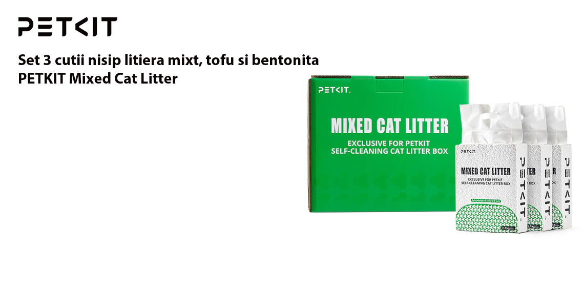 Set 3 cutii nisip litiera mixt, tofu si bentonita PETKIT Mixed Cat Litter
