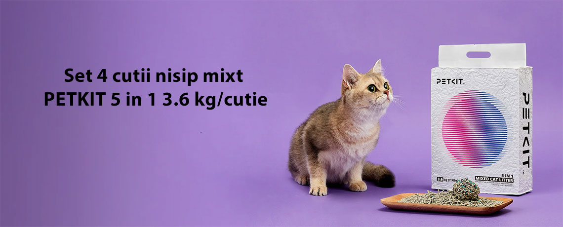 PETKIT 5-in-1 Mixed Cat Litter combina ingrediente naturale, inclusiv 67,66% tofu, 29% bentonita si 2,91% material pentru descompunerea nisipului , pentru o performanta superioara in absorbtia umezelii si controlul mirosurilor.