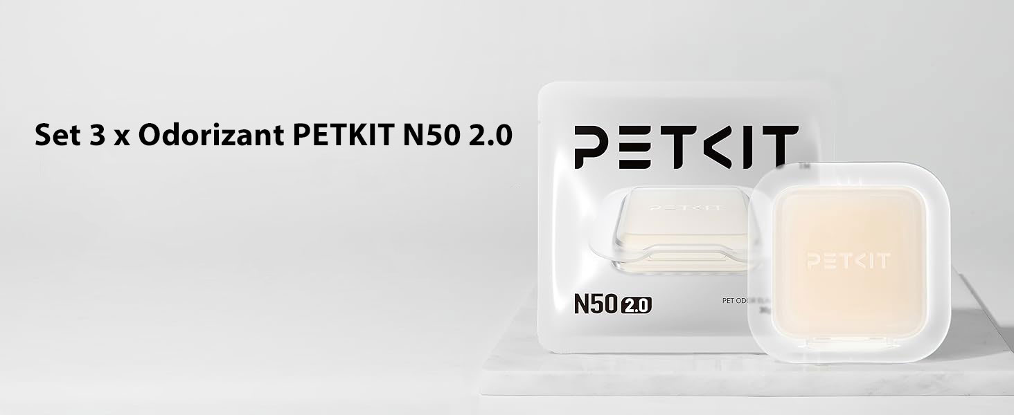Deodorantul PETKIT N50 2.0 este special creat pentru litierele automatizate Pura Max, Pura Max 2 si Purobot Max Pro. Acesta elimina mirosurile neplacute, descompunand substantele precum amoniacul si hidrogenul sulfurat, oferind un parfum persistent.