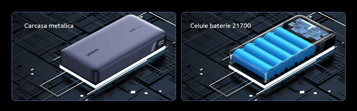 Portul 1 de iesire nu doar ca ofera incarcare rapida pentru dispozitivele tale, dar permite si reincarcarea powerbank-ului la 65W, astfel incat o incarcare completa dureaza doar 1,6 ore, de 5 ori mai rapid decat bateriile externe obisnuite.